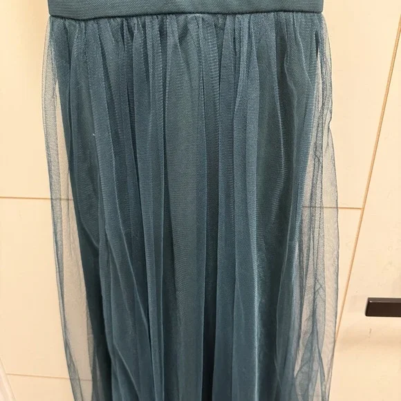 Lulus Rare Beauty Hunter Green Tulle Backless Maxi Dress M - Picture 4 of 9